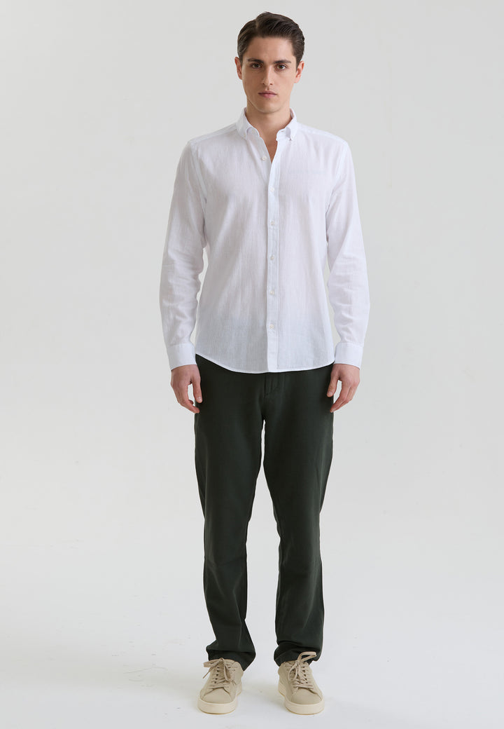 Men Basic Long Sleeve Linen Shirt