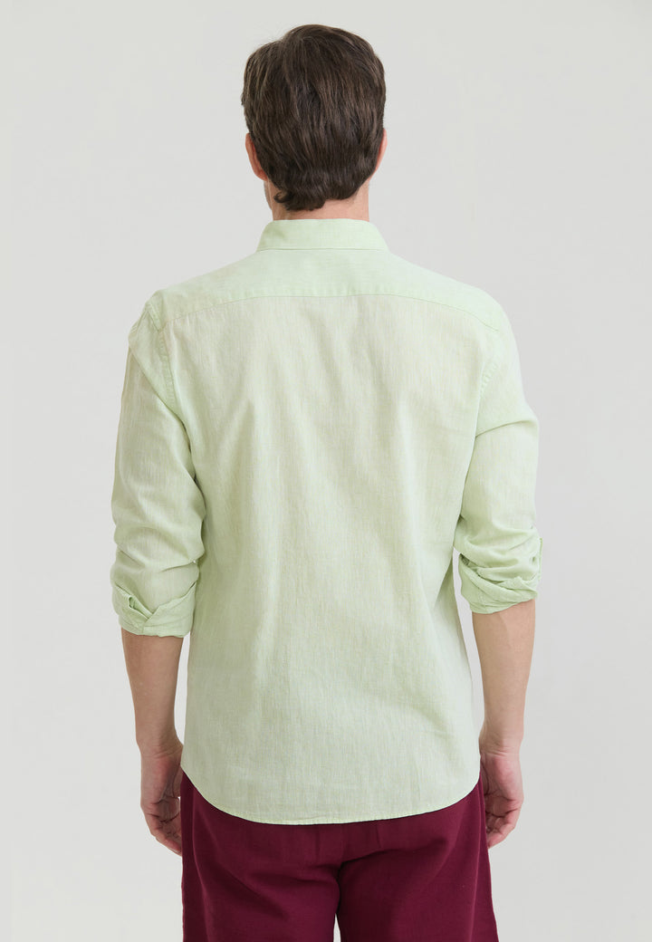 Men Basic Long Sleeve Linen Shirt