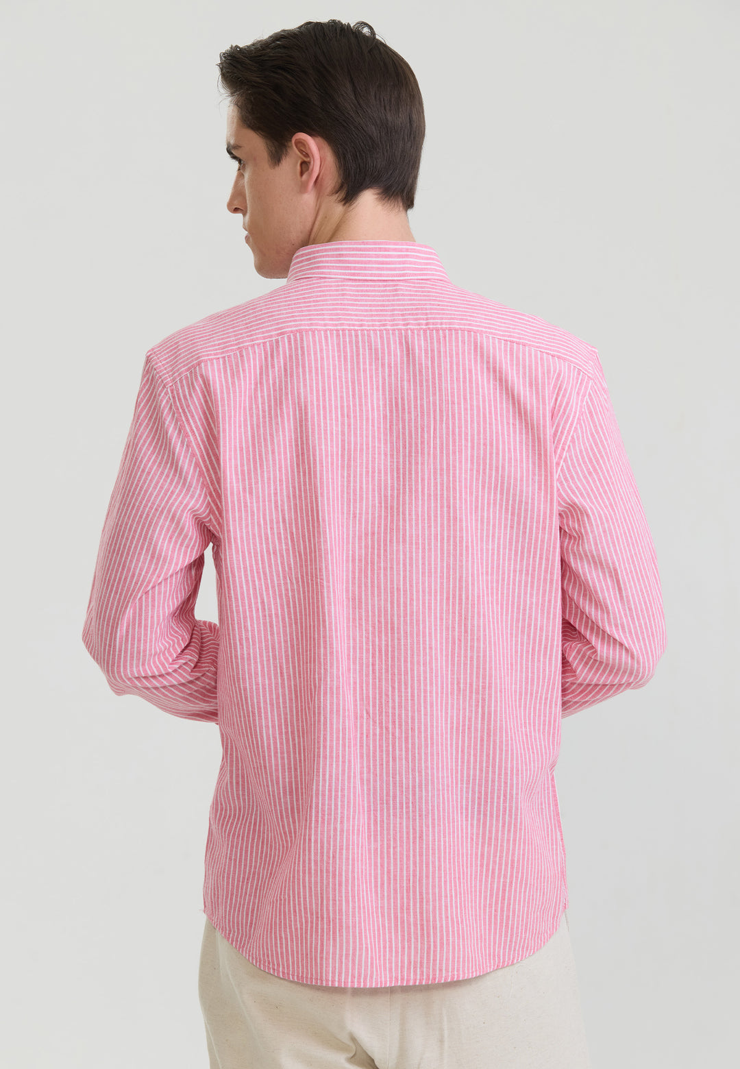 Men Striped Long Sleeve Linen Shirt