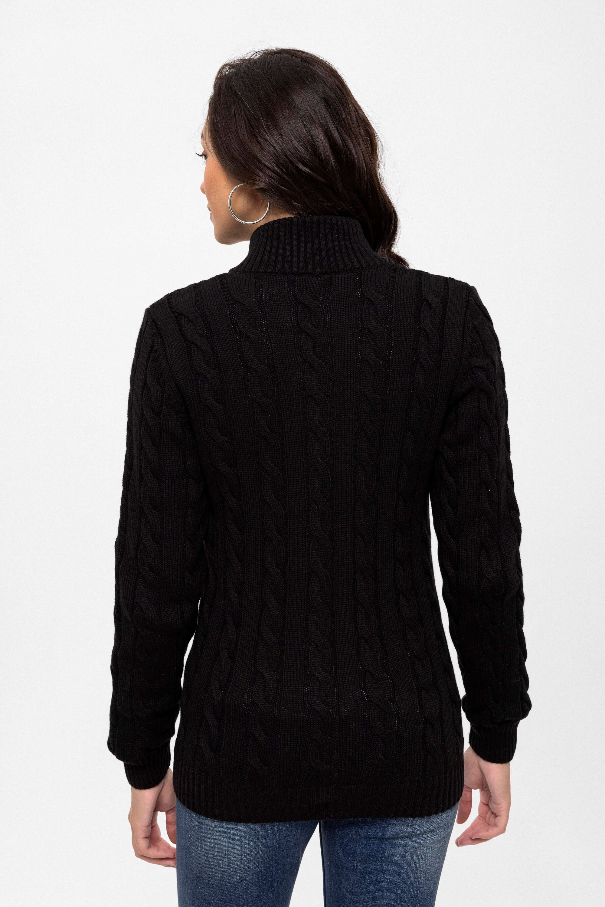 Cable Knit Full Zipper Long Sleeve Cardigan
