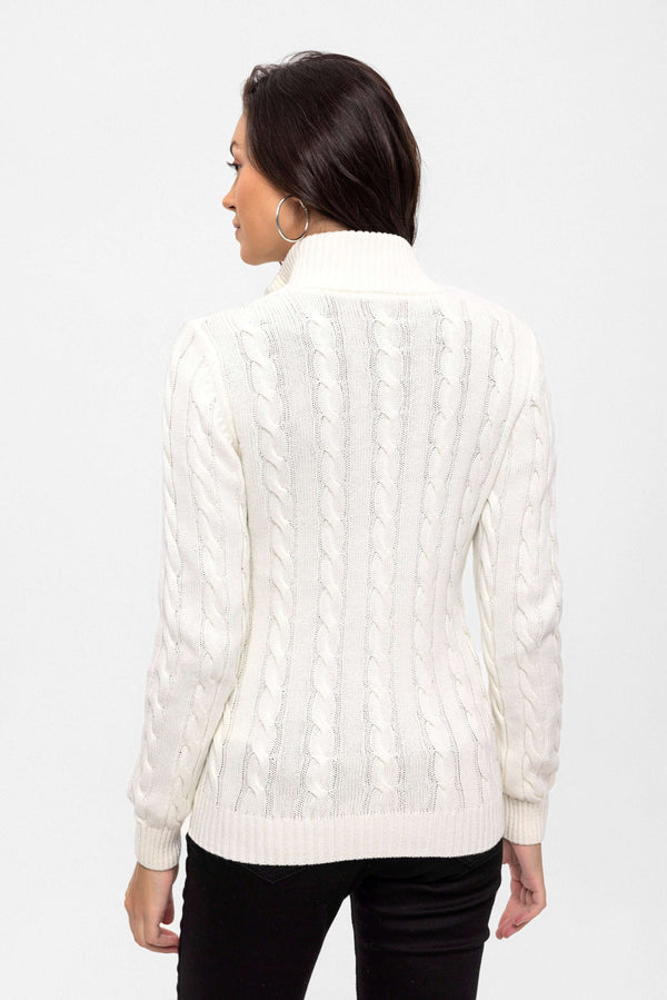 Cable Knit Full Zipper Long Sleeve Cardigan