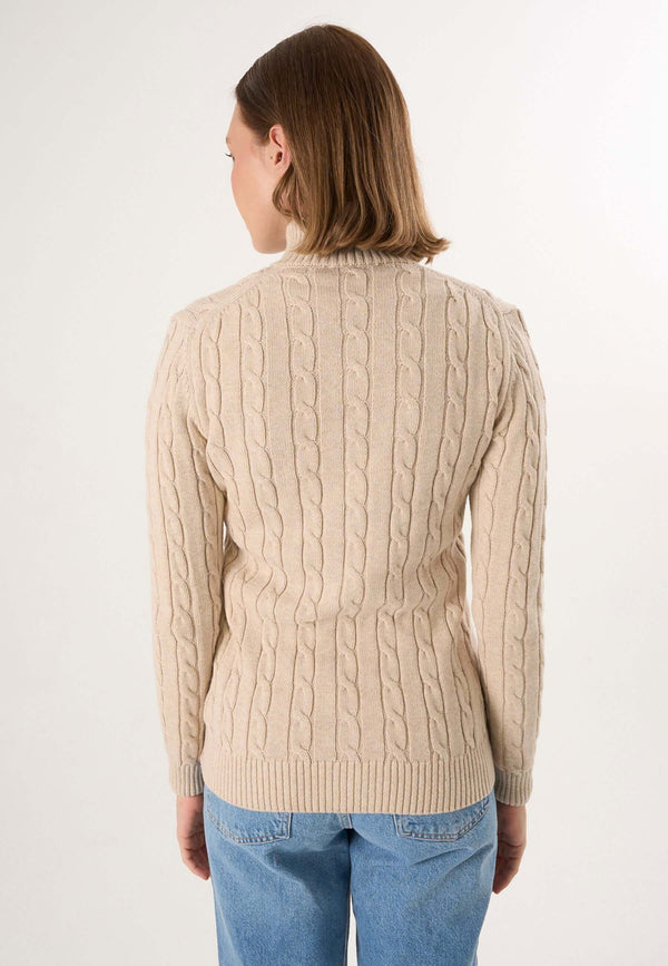 Cable Knit Full Zipper Long Sleeve Cardigan