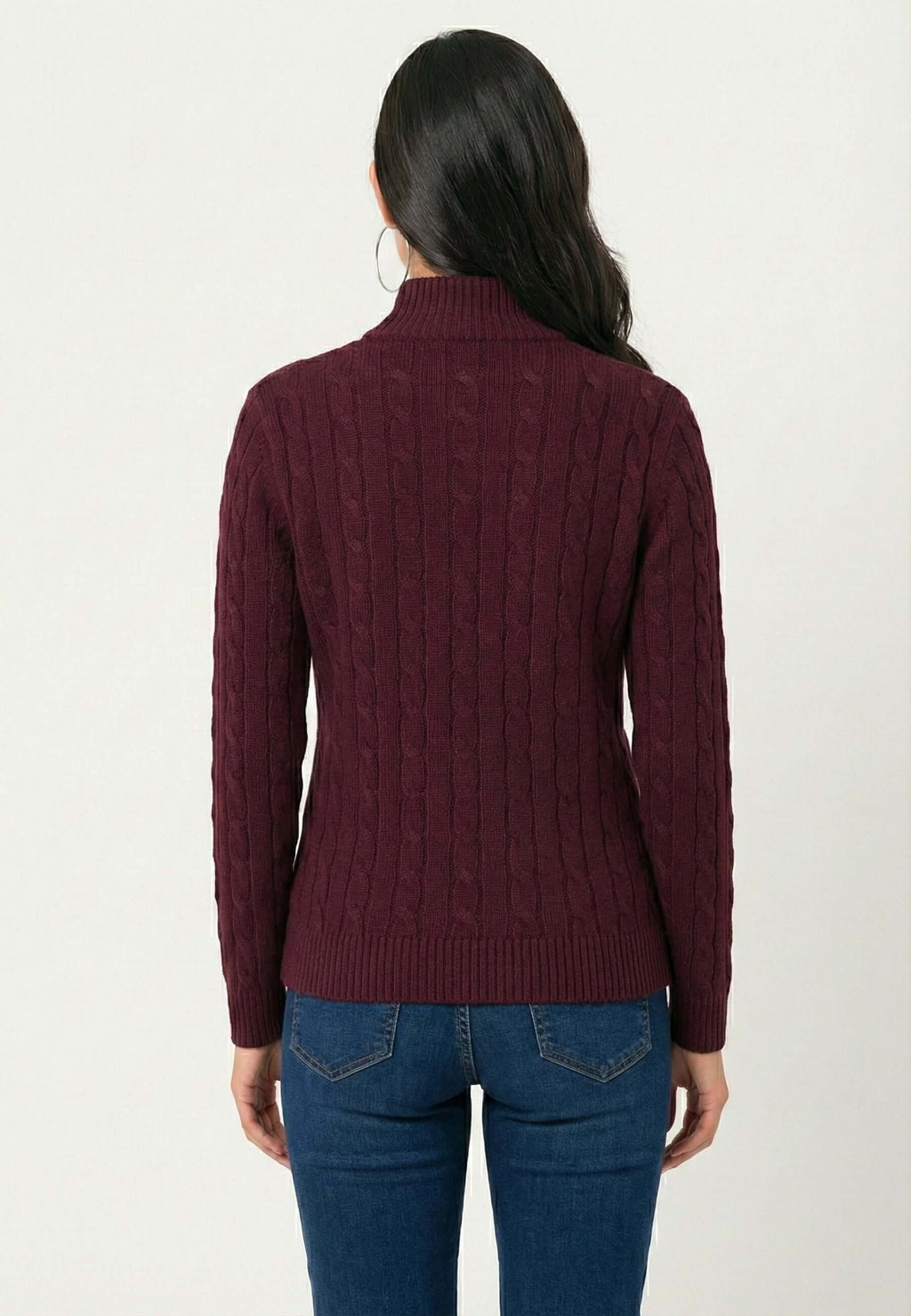 Cable Knit Full Zipper Long Sleeve Cardigan