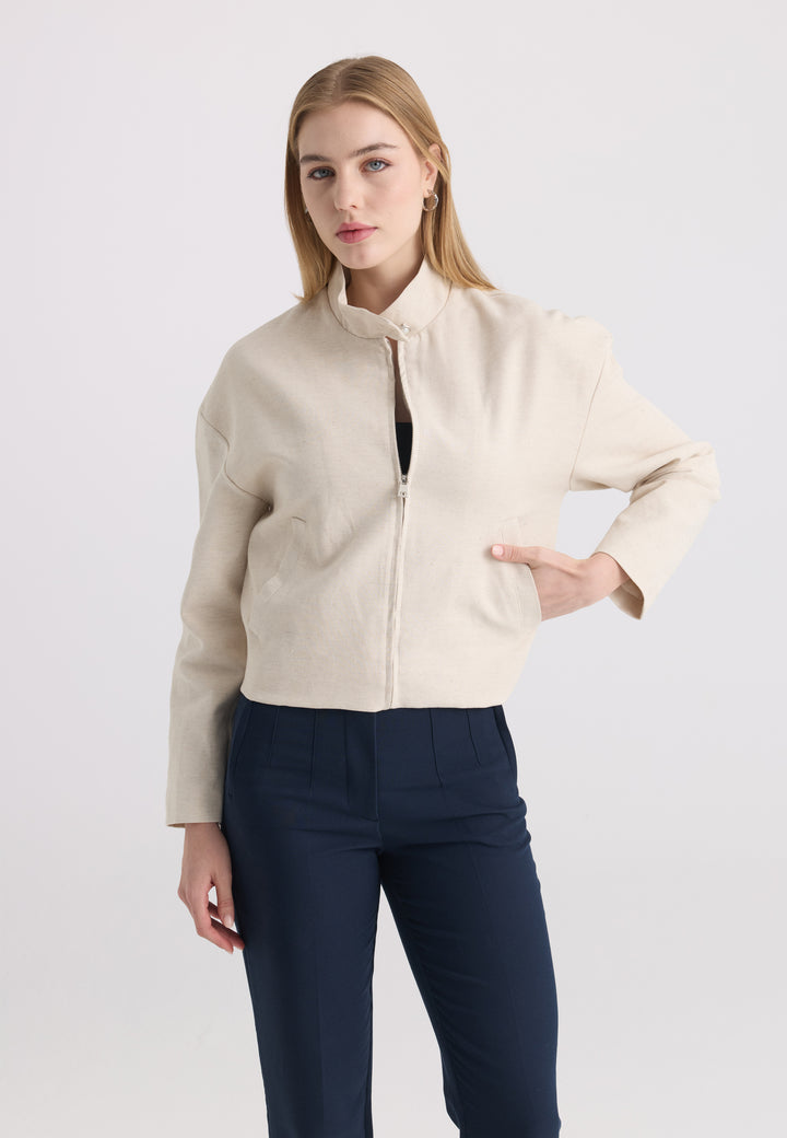 Women’s Cotton-Linen Zip Jacket