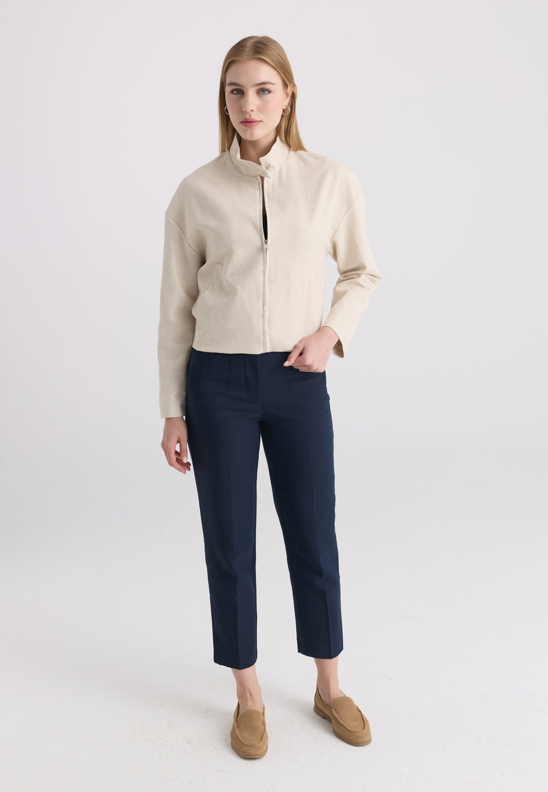 Women’s Cotton-Linen Zip Jacket