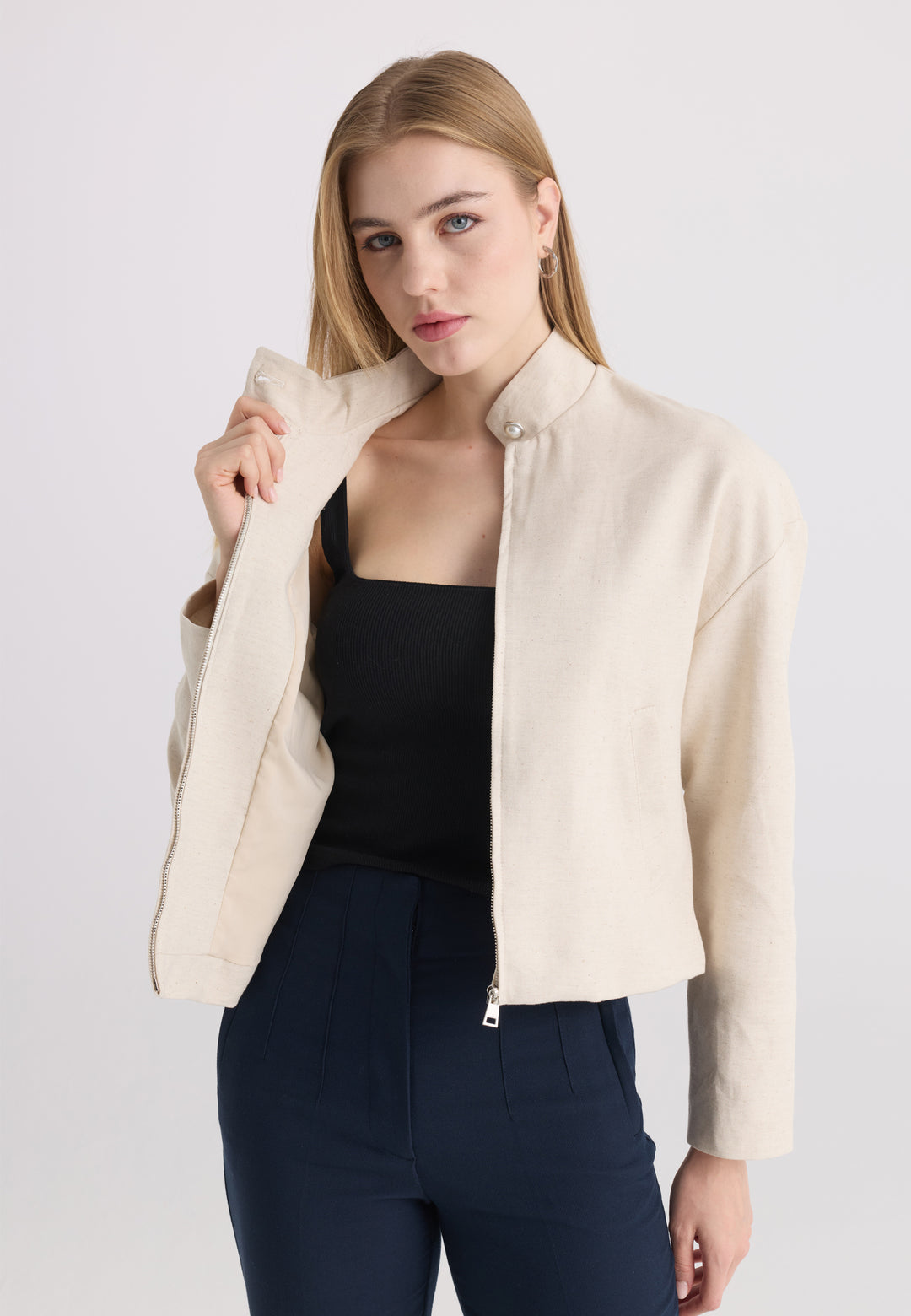 Women’s Cotton-Linen Zip Jacket