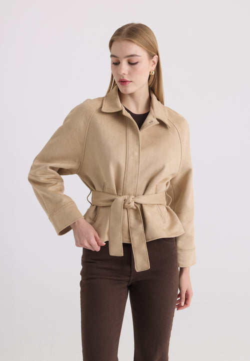 Women’s Belted Faux Suede Jacket