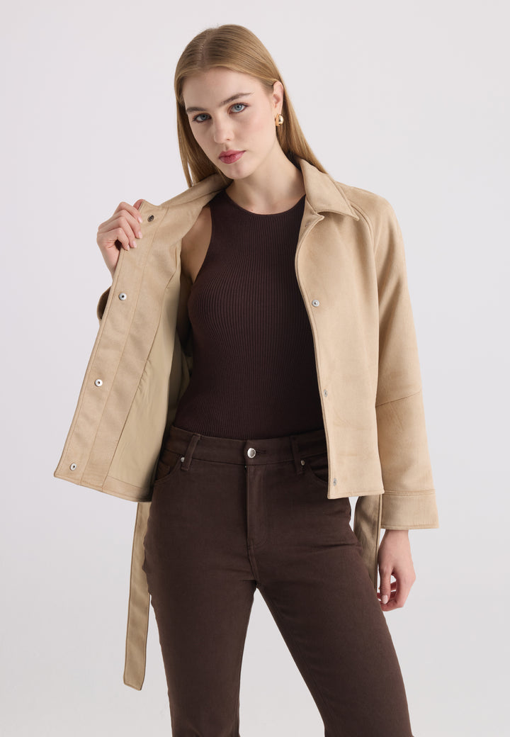 Women’s Belted Faux Suede Jacket