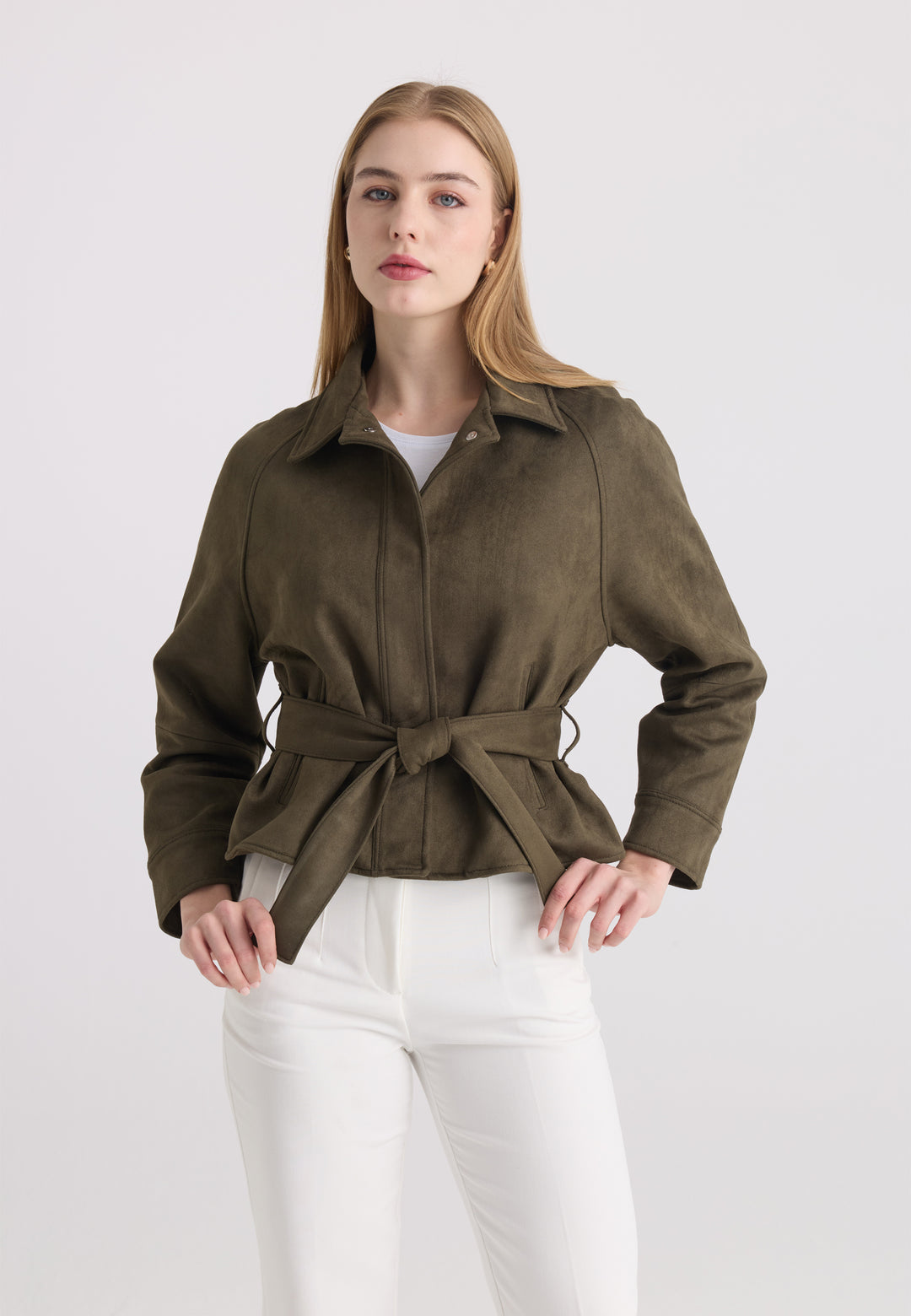 Women’s Belted Faux Suede Jacket