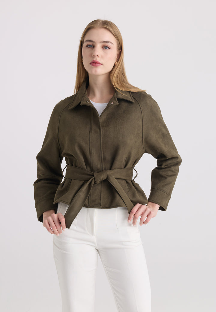 Women’s Belted Faux Suede Jacket