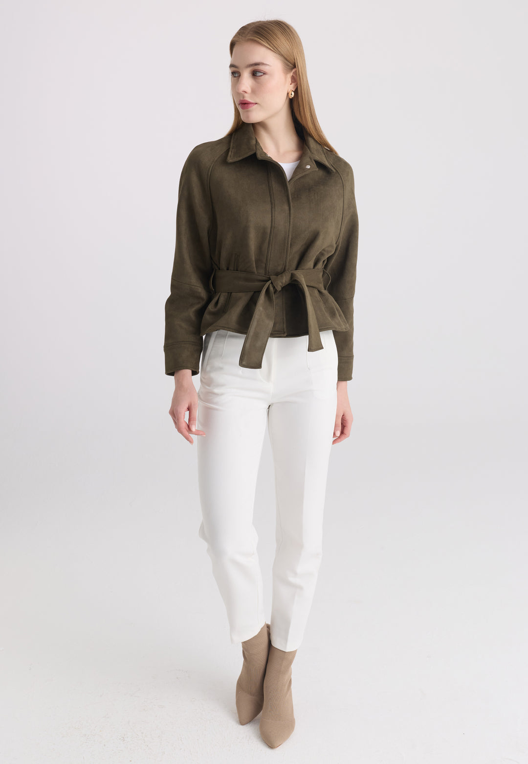 Women’s Belted Faux Suede Jacket