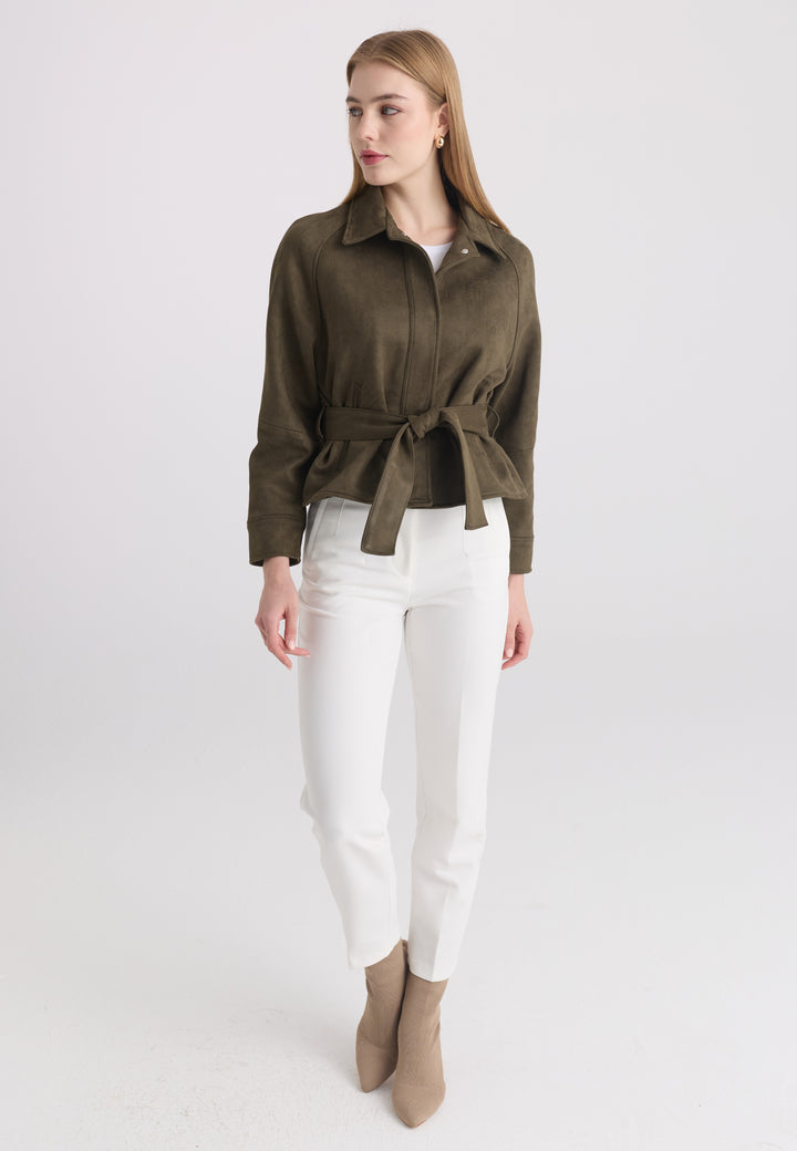 Women’s Belted Faux Suede Jacket