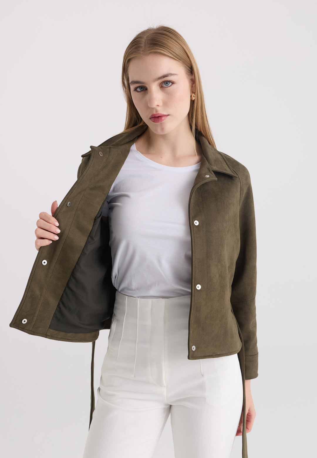 Women’s Belted Faux Suede Jacket