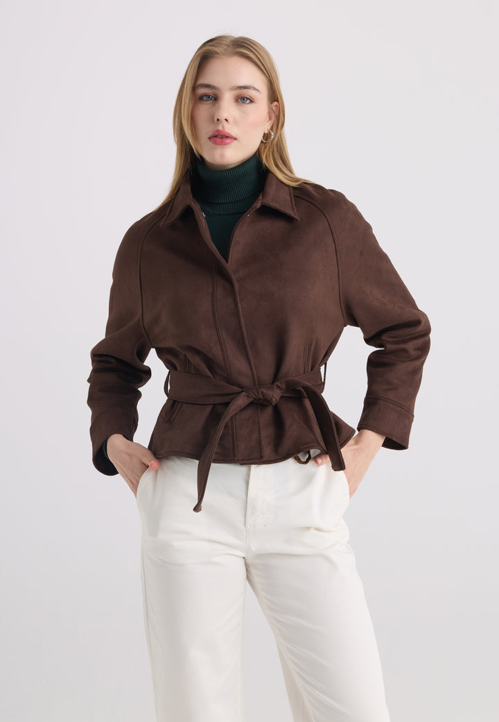 Women’s Belted Faux Suede Jacket