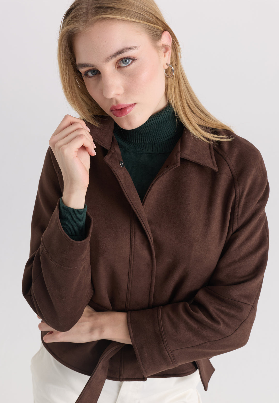 Women’s Belted Faux Suede Jacket
