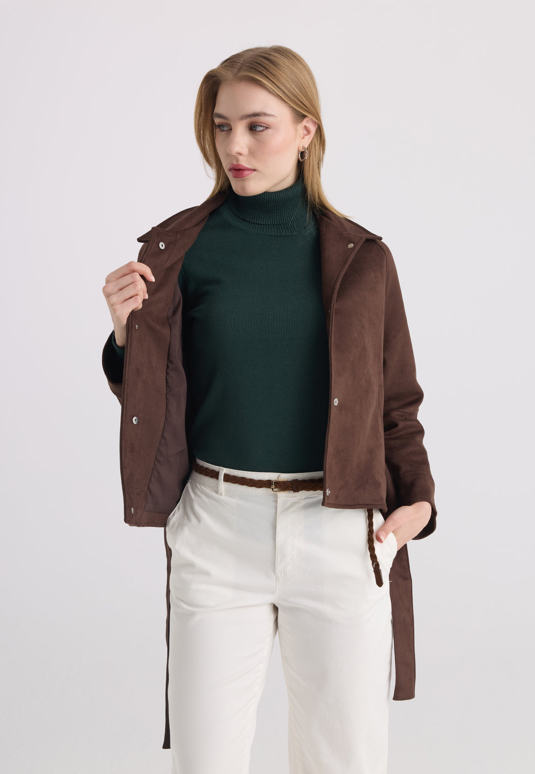 Women’s Belted Faux Suede Jacket