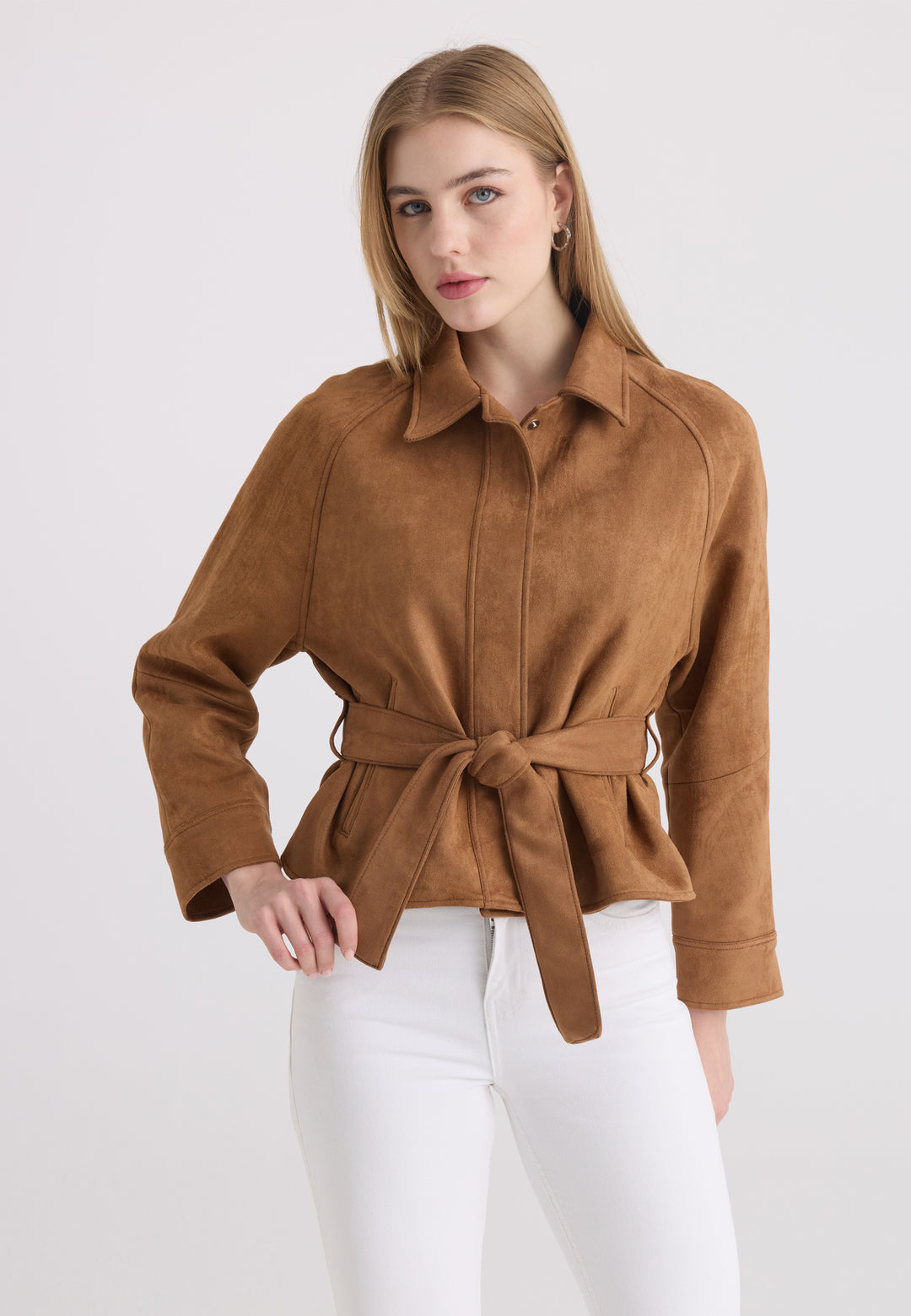 Women’s Belted Faux Suede Jacket