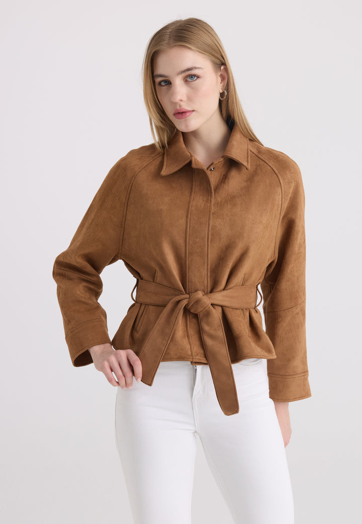 Women’s Belted Faux Suede Jacket