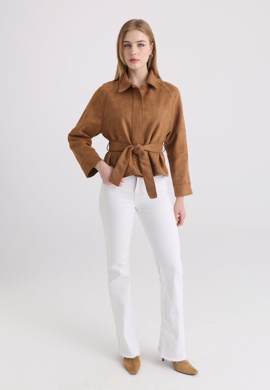 Women’s Belted Faux Suede Jacket