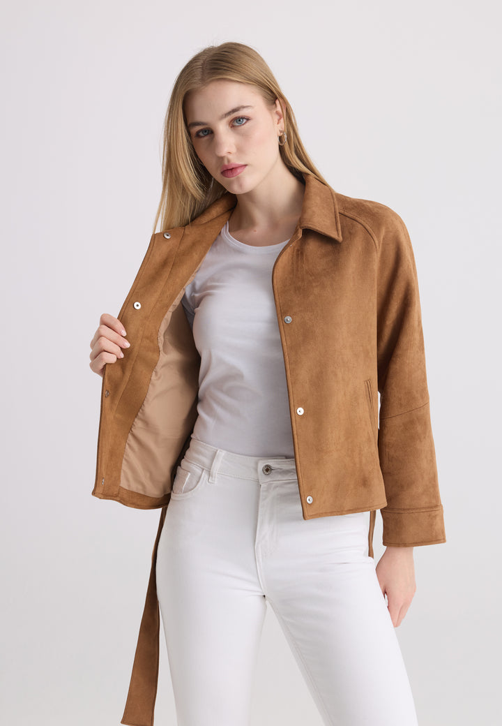 Women’s Belted Faux Suede Jacket