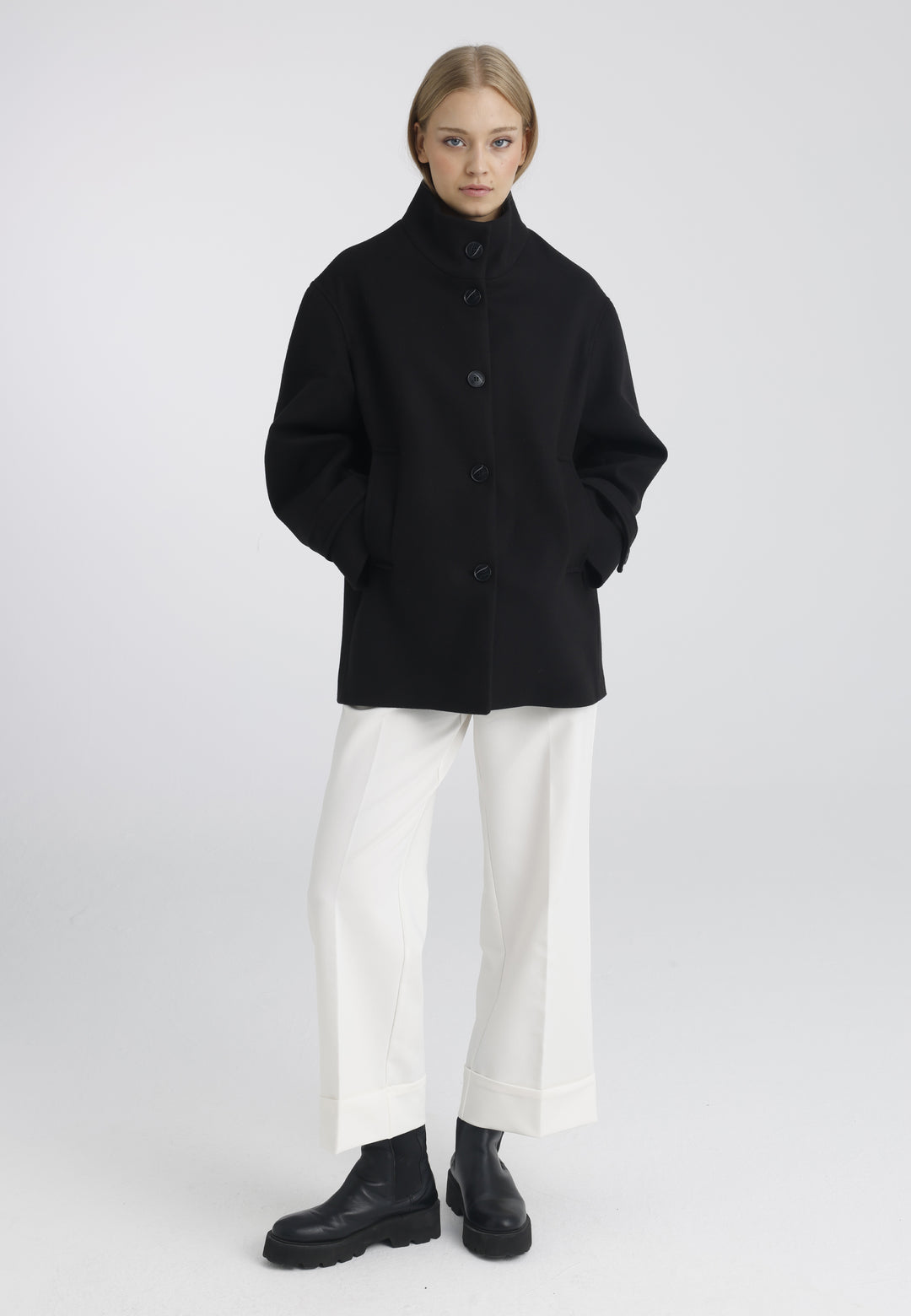 Women’s Wool-Look High Neck Short Coat