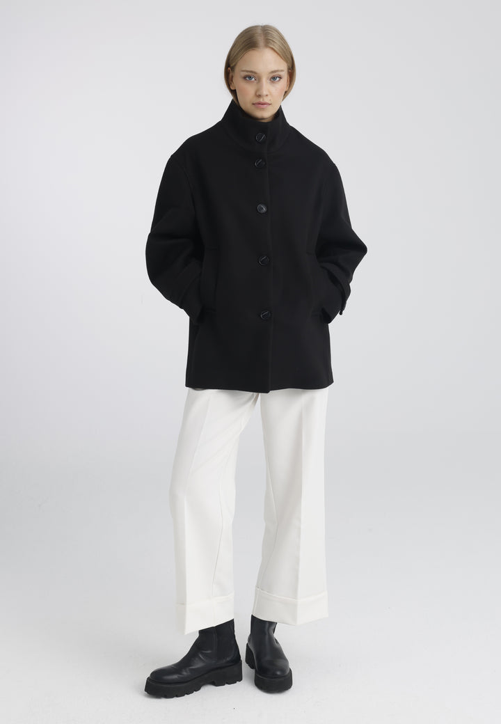 Women’s Wool-Look High Neck Short Coat