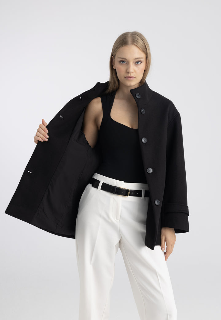 Women’s Wool-Look High Neck Short Coat