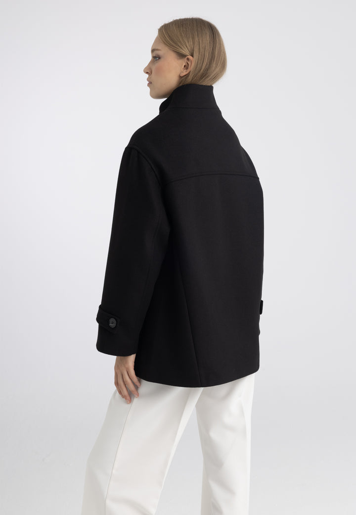 Women’s Wool-Look High Neck Short Coat