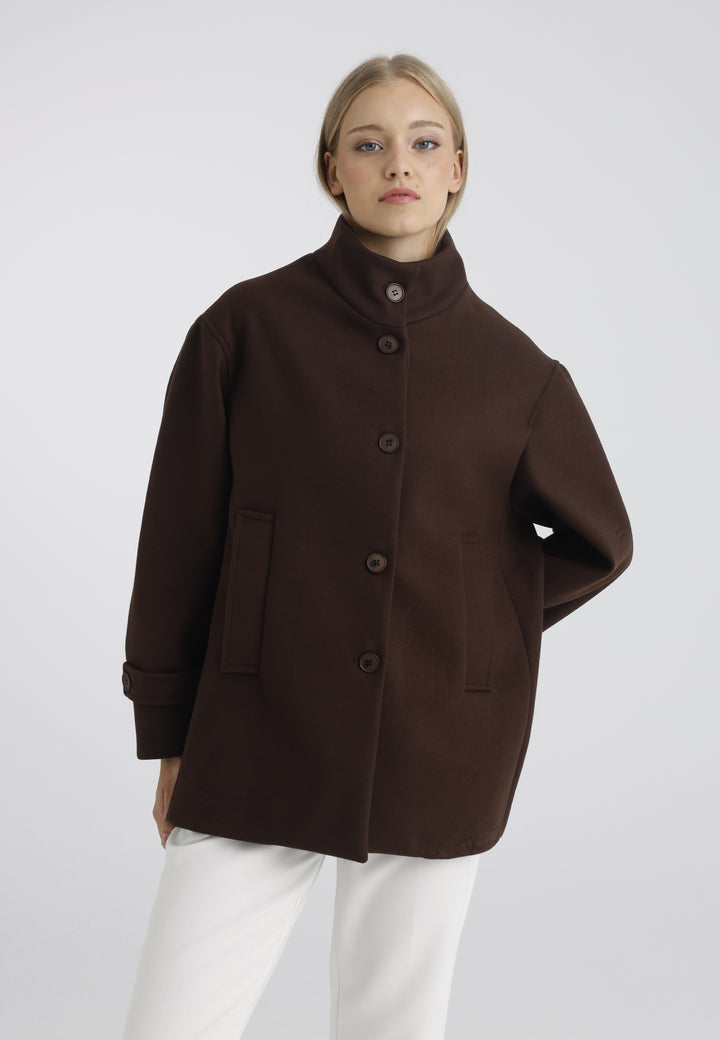 Women’s Wool-Look High Neck Short Coat