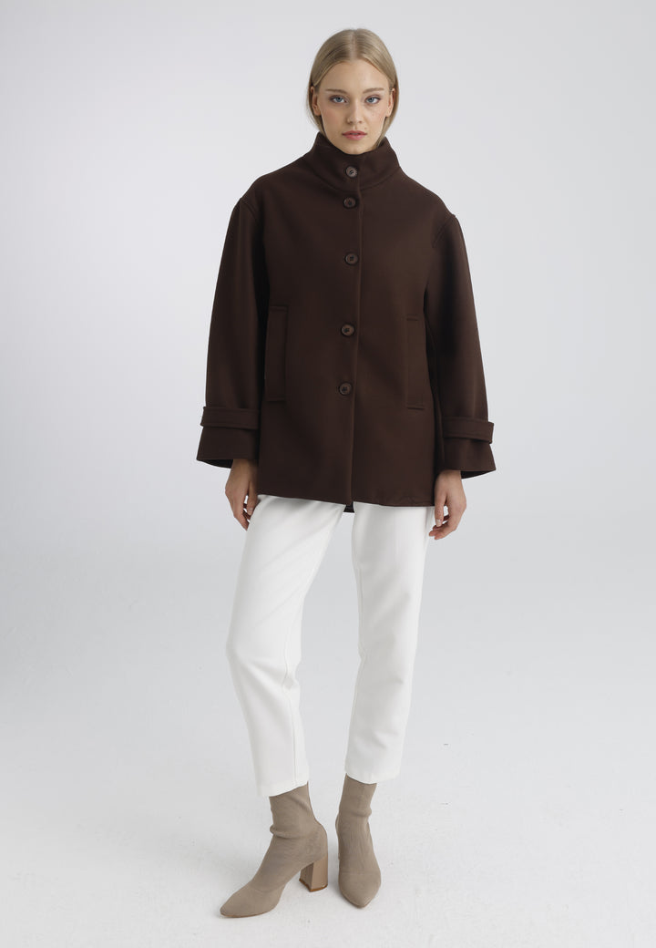 Women’s Wool-Look High Neck Short Coat