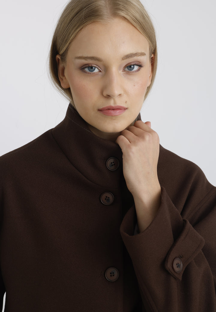 Women’s Wool-Look High Neck Short Coat