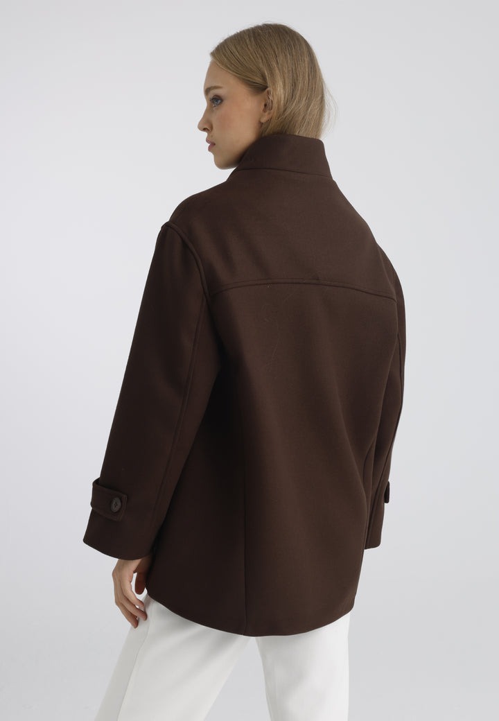 Women’s Wool-Look High Neck Short Coat
