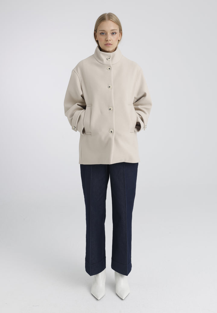 Women’s Wool-Look High Neck Short Coat