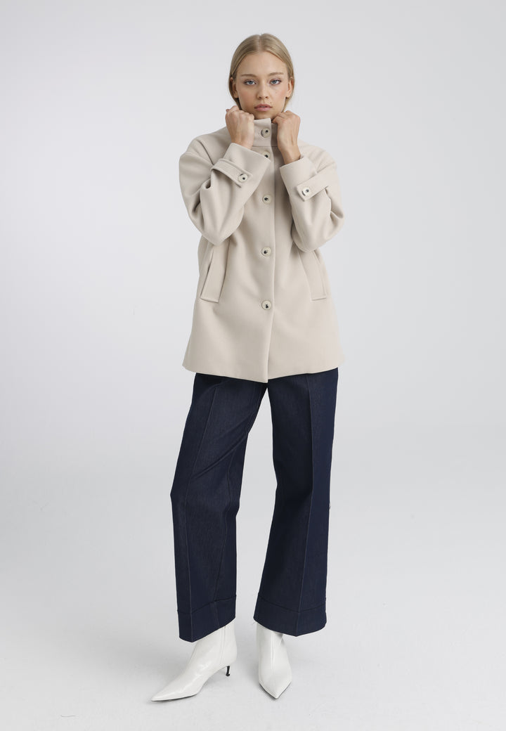 Women’s Wool-Look High Neck Short Coat
