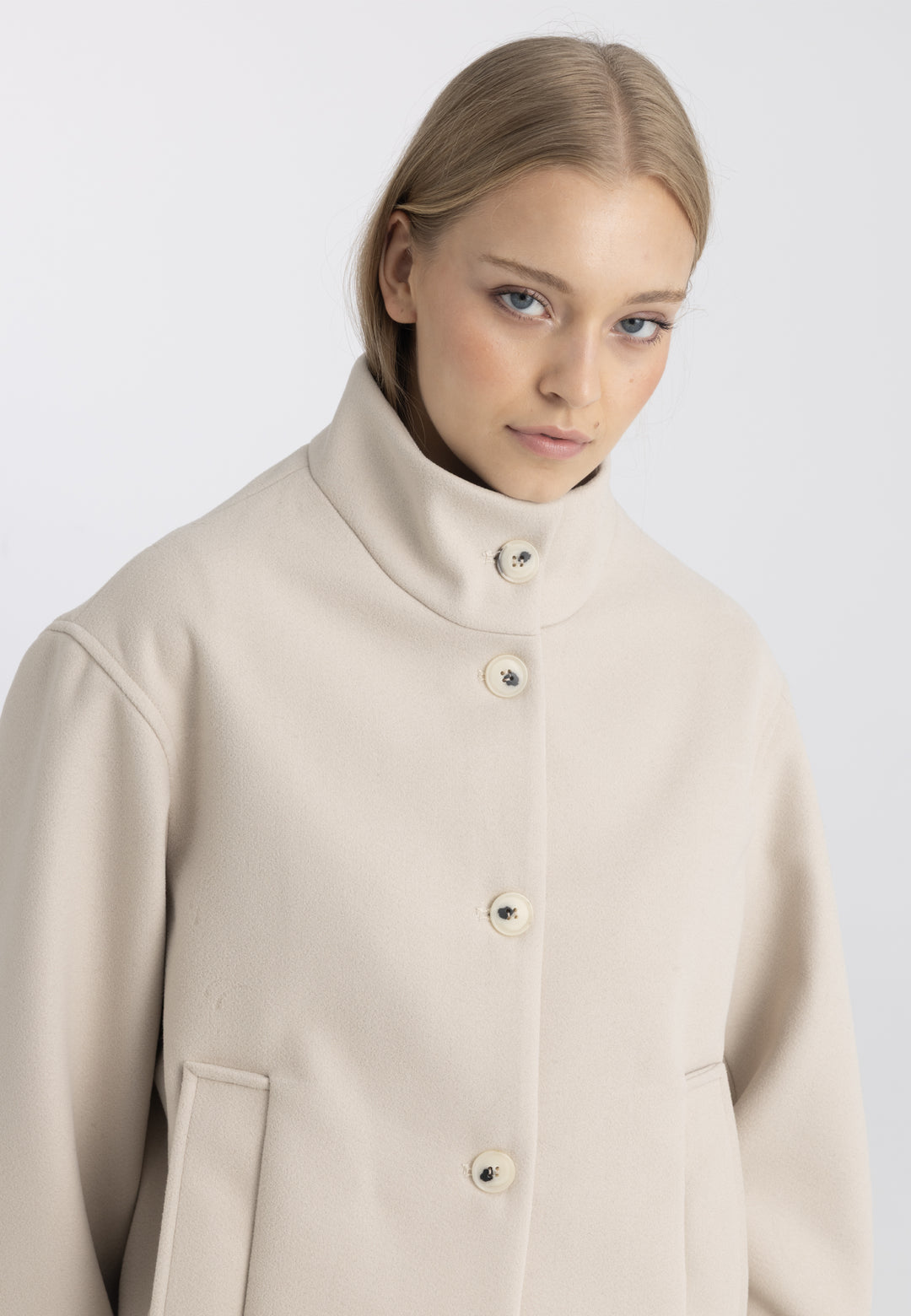 Women’s Wool-Look High Neck Short Coat