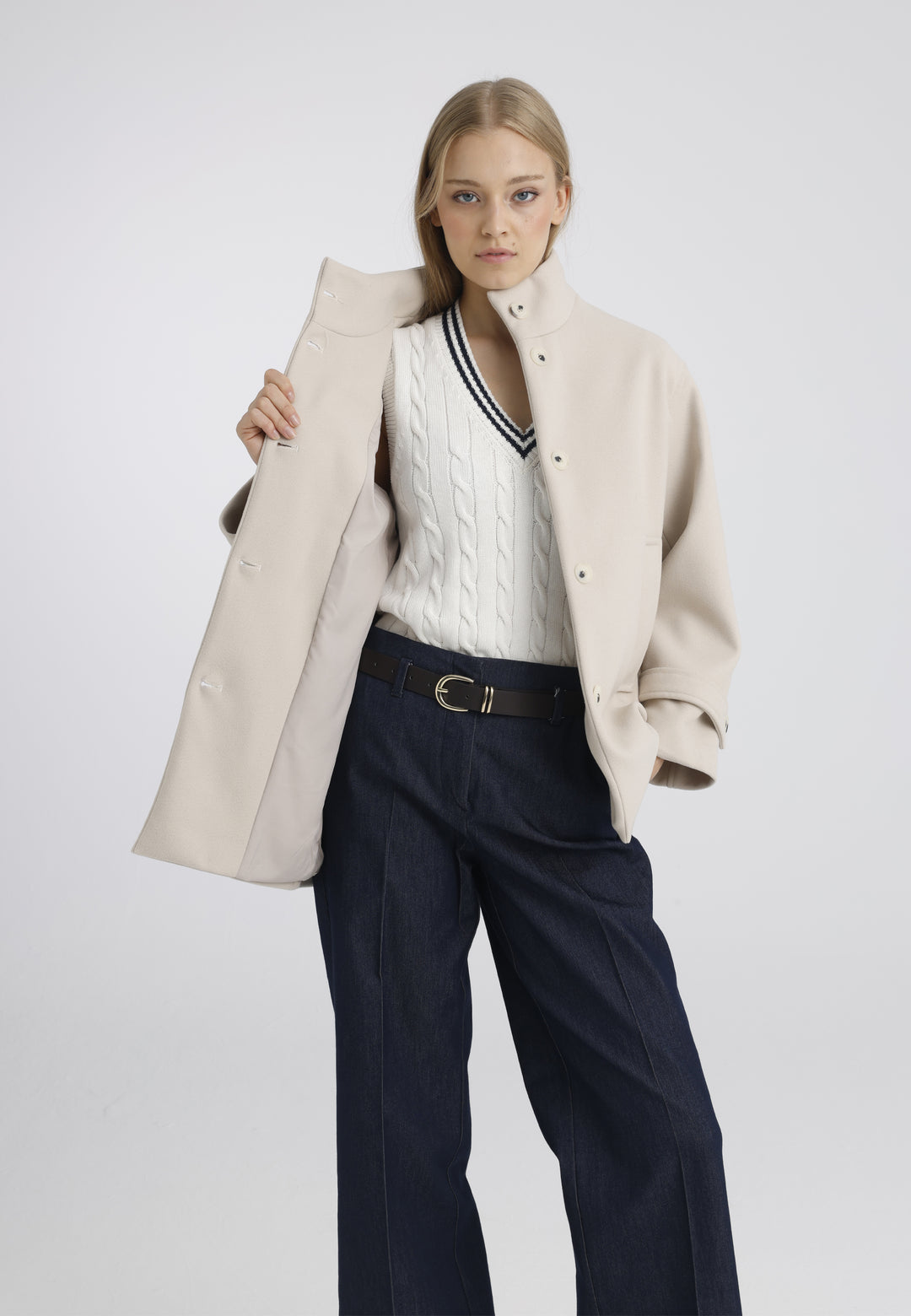 Women’s Wool-Look High Neck Short Coat