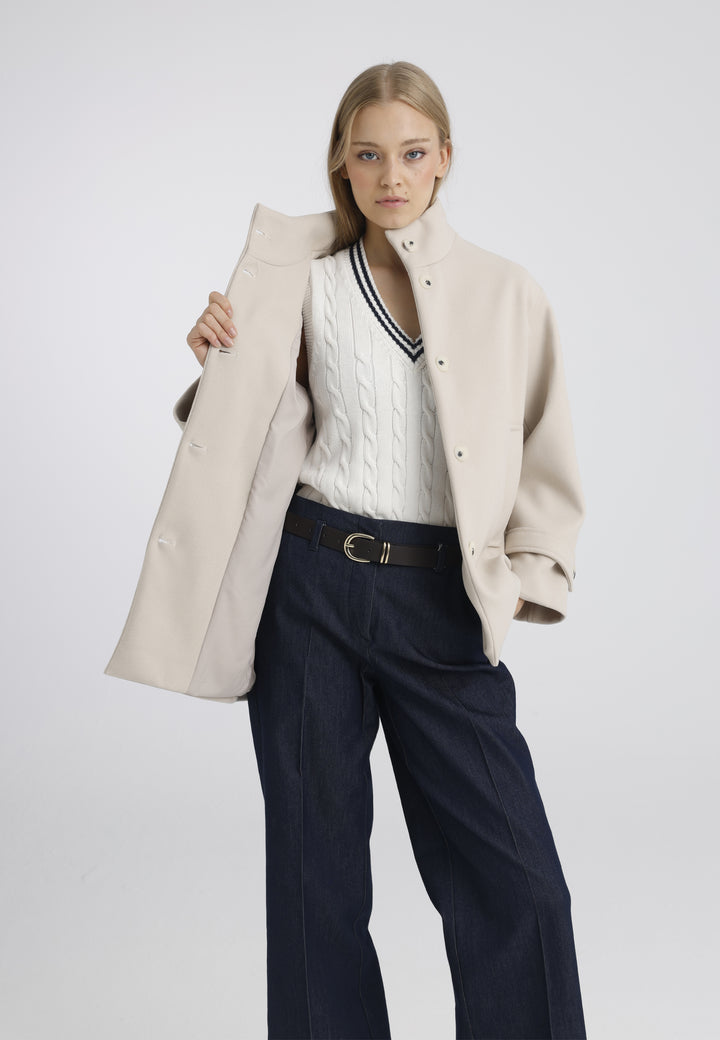 Women’s Wool-Look High Neck Short Coat
