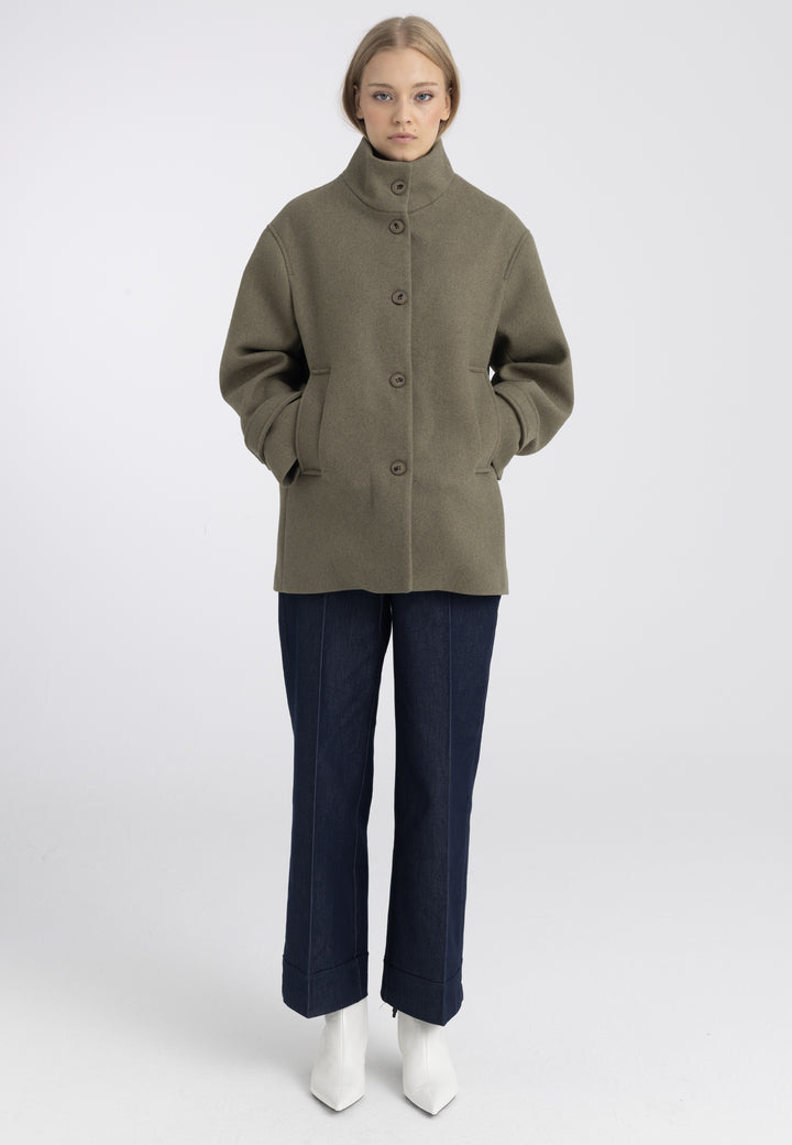 Women’s Wool-Look High Neck Short Coat