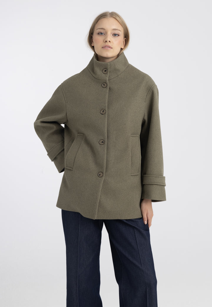 Women’s Wool-Look High Neck Short Coat