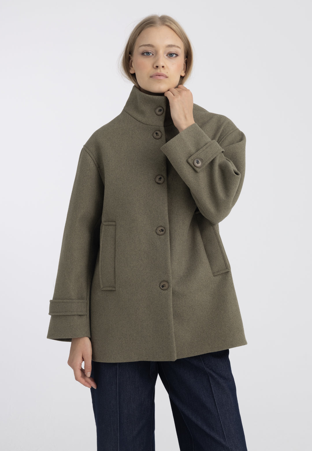 Women’s Wool-Look High Neck Short Coat