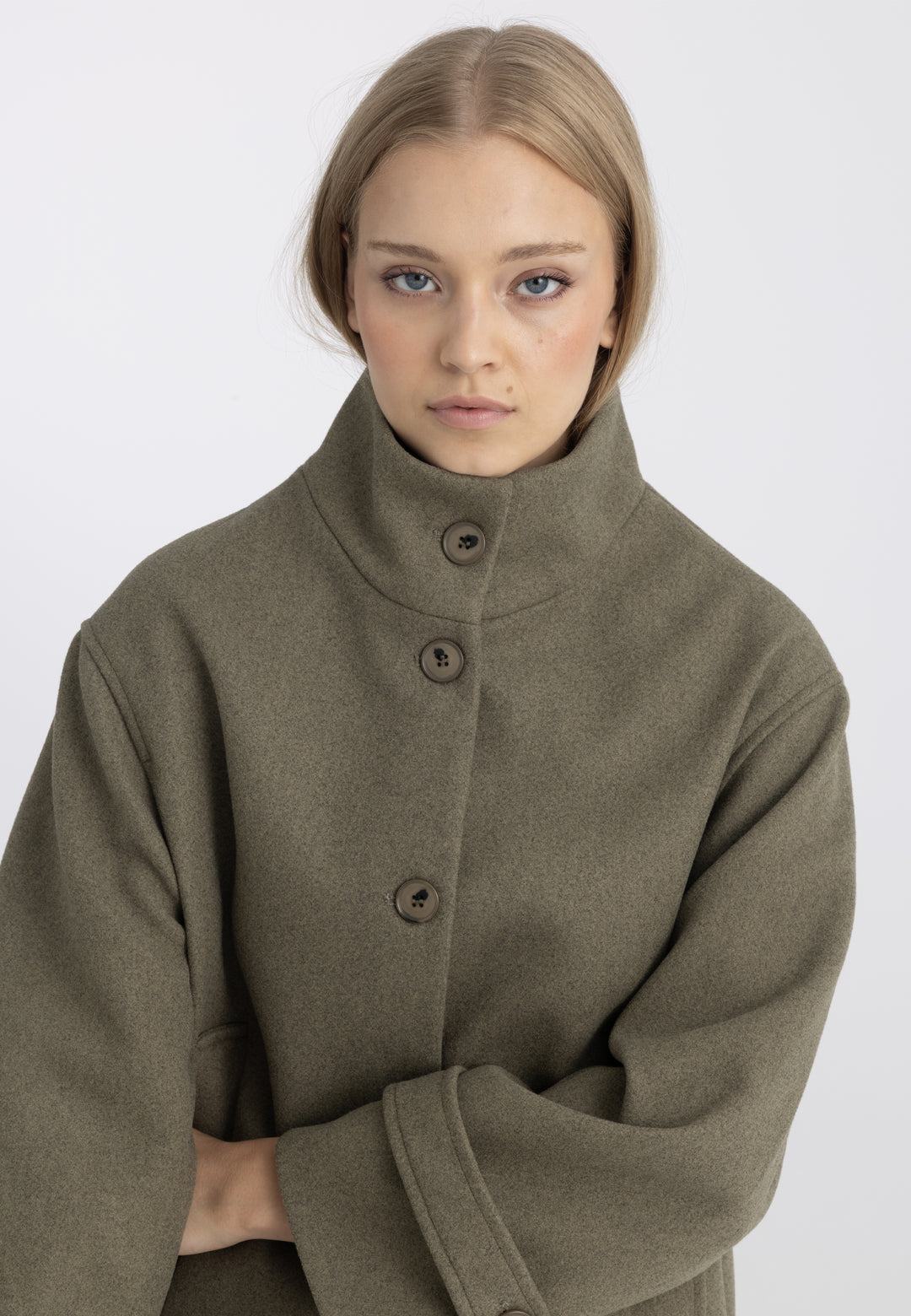 Women’s Wool-Look High Neck Short Coat