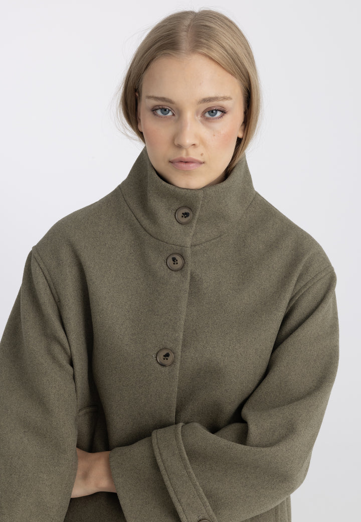 Women’s Wool-Look High Neck Short Coat