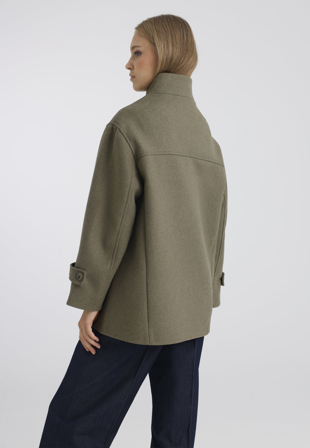 Women’s Wool-Look High Neck Short Coat