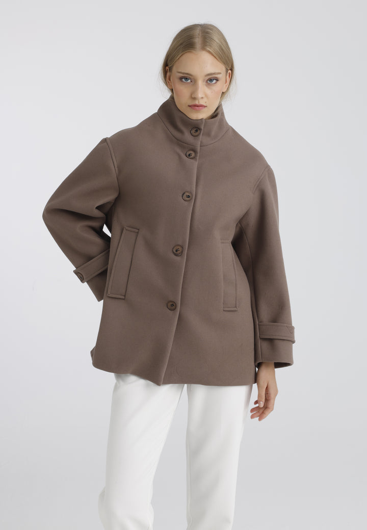 Women’s Wool-Look High Neck Short Coat