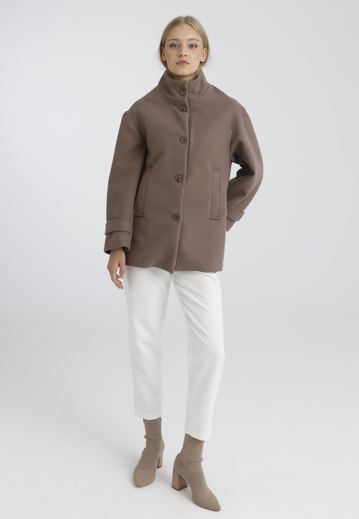 Women’s Wool-Look High Neck Short Coat