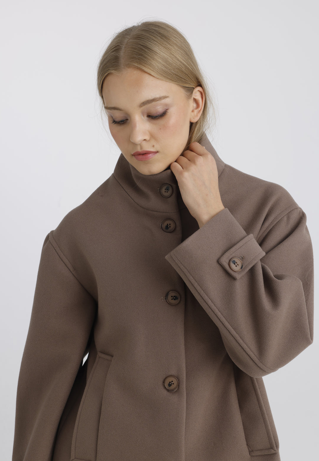 Women’s Wool-Look High Neck Short Coat