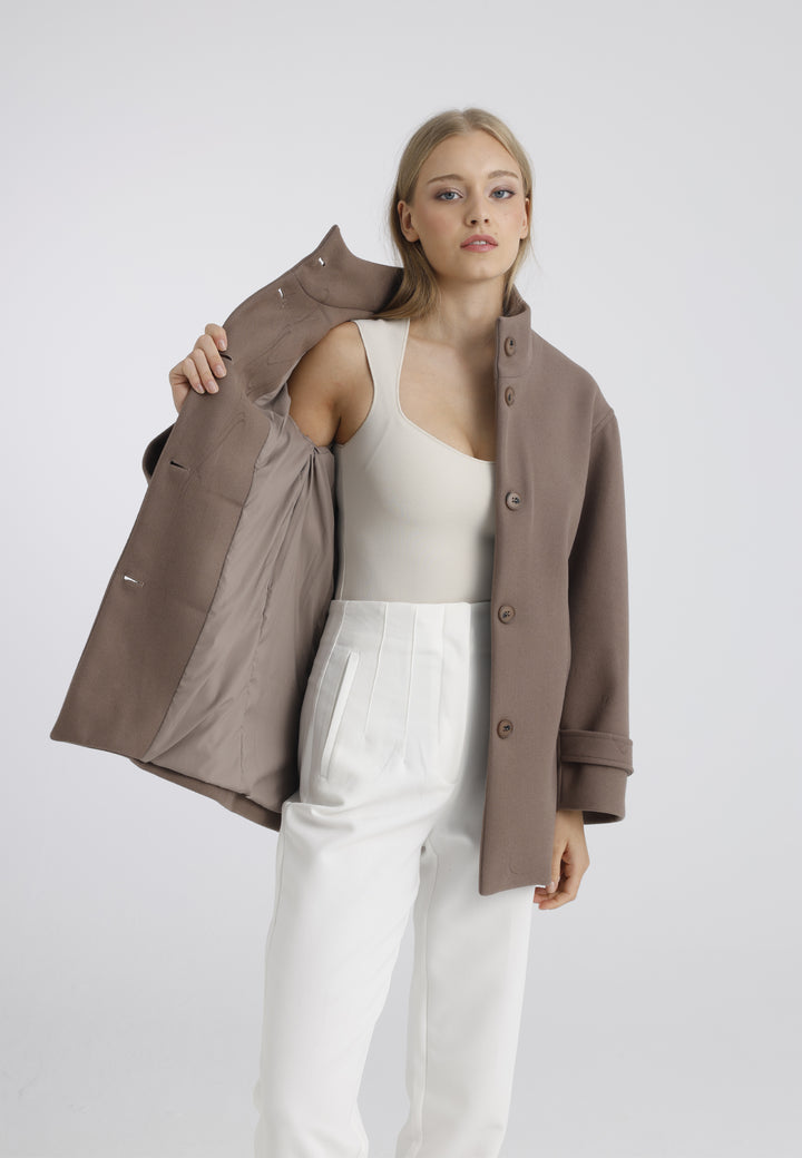 Women’s Wool-Look High Neck Short Coat