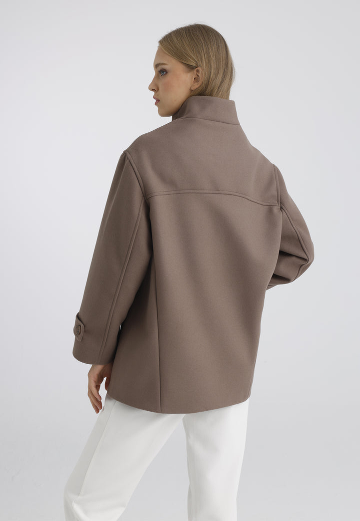 Women’s Wool-Look High Neck Short Coat