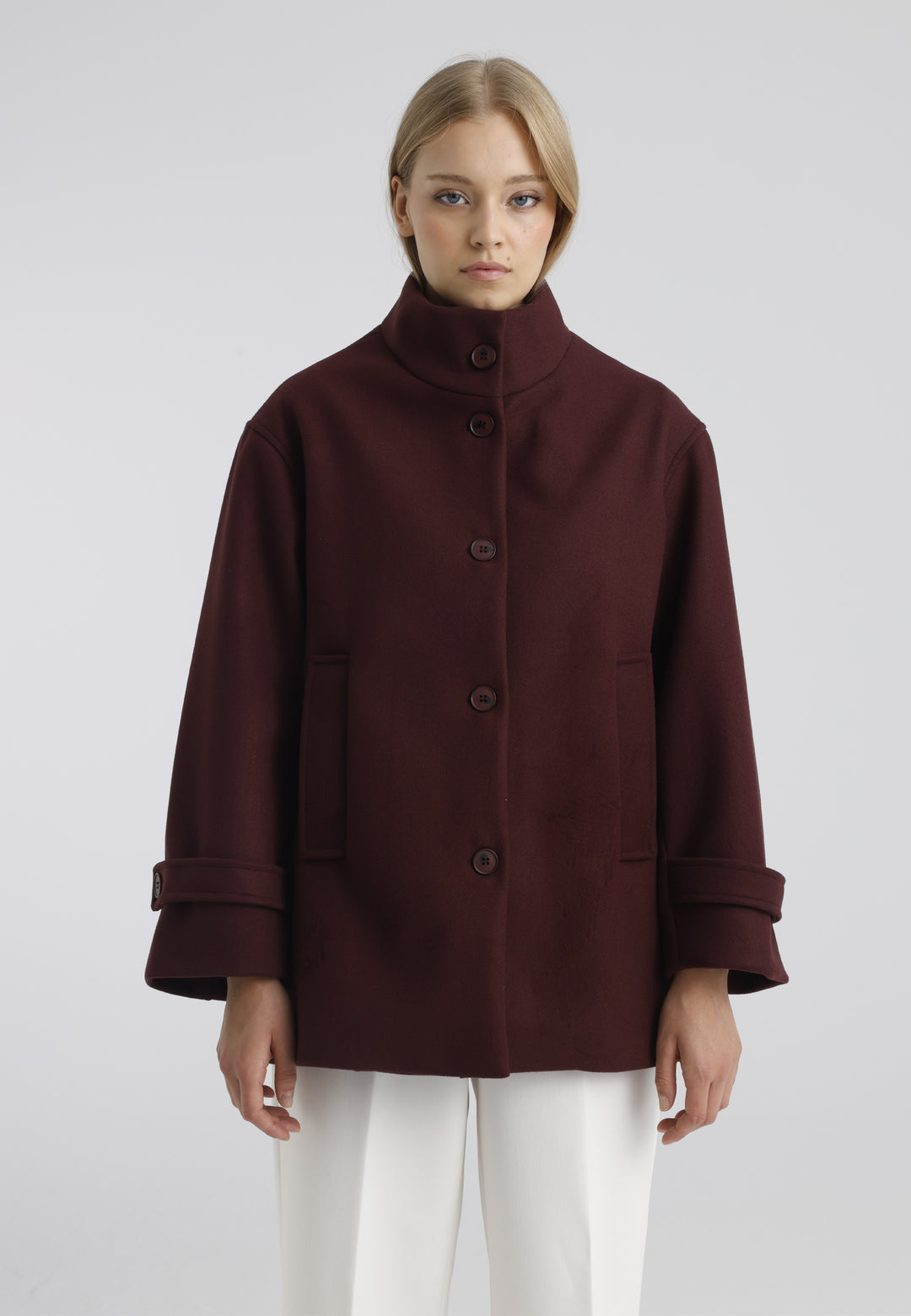 Women’s Wool-Look High Neck Short Coat