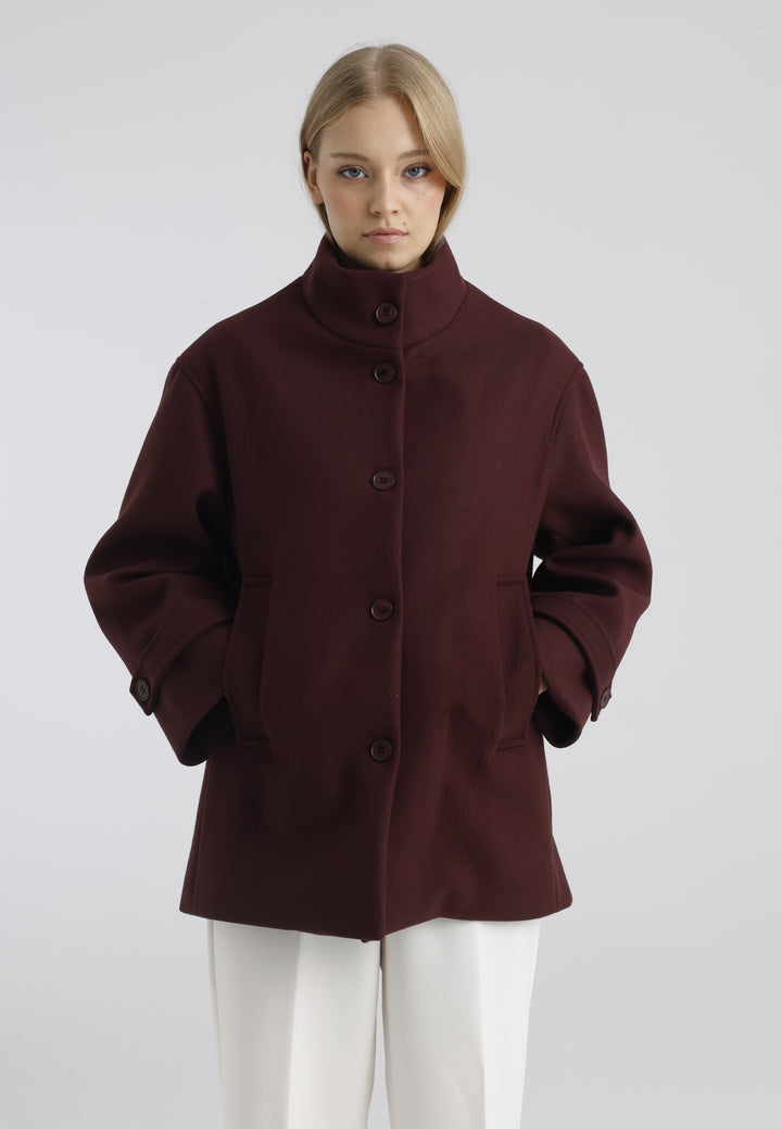 Women’s Wool-Look High Neck Short Coat
